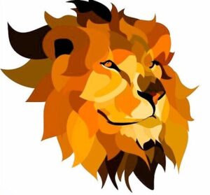 Leoh Texas Lion graphic in orange and gold tones